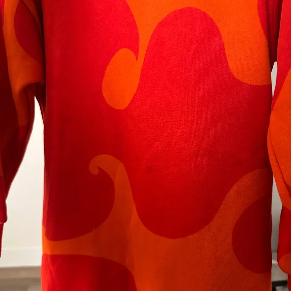 Adidas Marimekko Girls Red Orange Laine Wave Sweatshirt Dress Size‎ 5-6Y 2XS